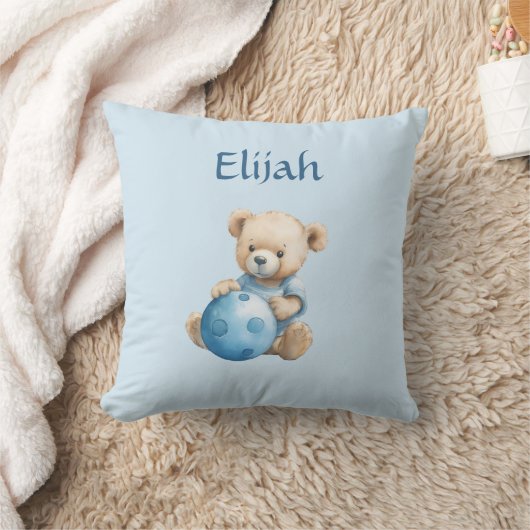 Coussin Nounours ourson avec balle bleue (Couverture)