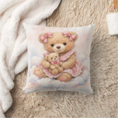 Coussin Nounours ourson avec des rubans roses (Couverture)