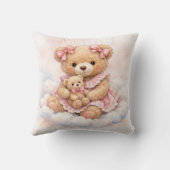 Coussin Nounours ourson avec des rubans roses (Verso)