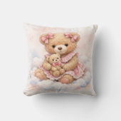 Coussin Nounours ourson avec des rubans roses (Recto)