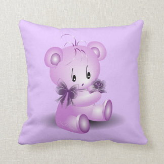 Coussin Nounours Violet Avec Rose