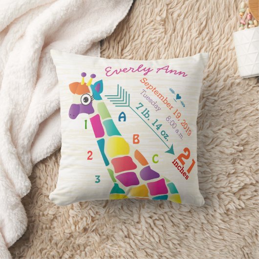 Coussin Nourrisson de bébé record de naissance Giraffe Flè (Couverture)
