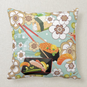 Coussin Nourriture japonaise : Motif 4 de sushi