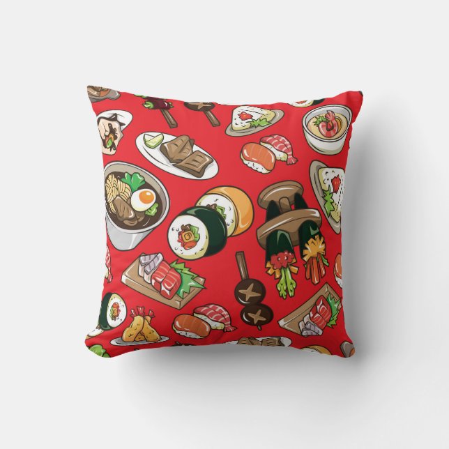 Coussin Nourriture japonaise : Motif culturel sans couture (Recto)