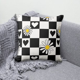 Coussin Nourriture noire blanche À damiers