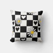 Coussin Nourriture noire blanche À damiers (Recto)