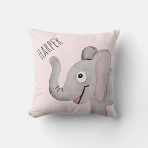 Coussin Nourriture Safari Elephant Aquarelle Rose pour fil
