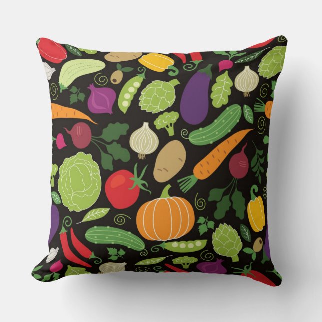 Coussin Nourriture sur un arrière - plan noir (Recto)