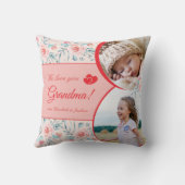 Coussin Nous aimons la grand-mère rose florale de la Saint (Verso)