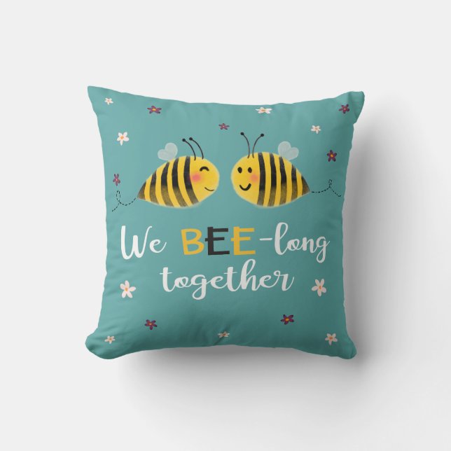 Coussin Nous BEE long avec les abeilles et les fleurs Vale (Recto)