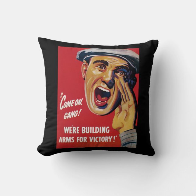 Coussin Nous construisons des armes pour la victoire ! (Recto)