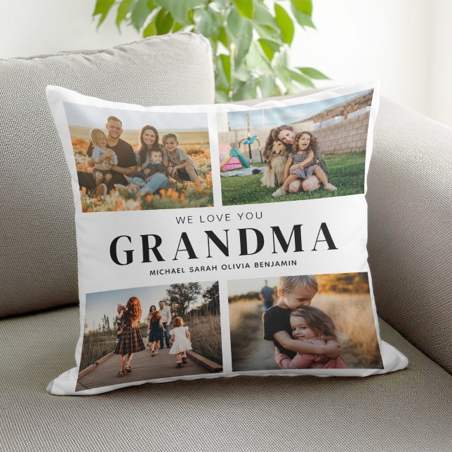 Coussin Nous t'aimons Grand-mère Personnalisé 4 Photo Coll (Créateur téléchargé)