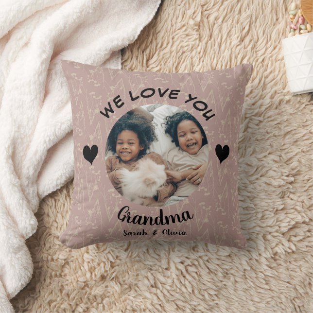 Coussin Nous t'aimons grand-mère photo personnalisée (Couverture)