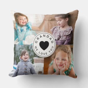 Coussin Nous t'aimons grand-père mignon Black Heart Photo