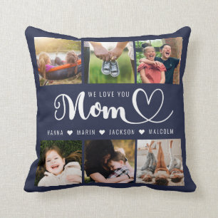 Coussin Nous t'aimons Maman Enfants Noms Photo Collage Thr