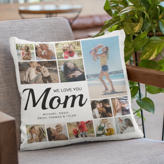 Coussin Nous t'aimons Maman Multi-Photo (Créateur téléchargé)
