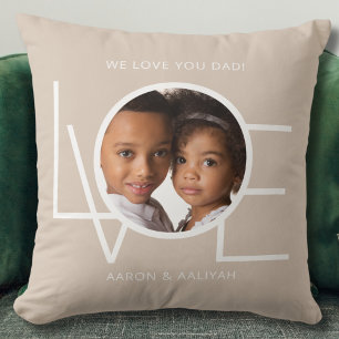 Coussin Nous t'aimons Papa Photo personnalisée