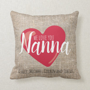 Coussin Nous vous aimons Nanna Faux Burlap Coutume du Coeu