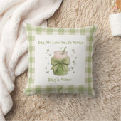 Coussin Nous Vous Aimons Tellement Matcha Nœud Gingham Cos (Couverture)