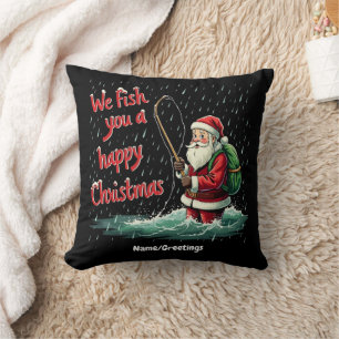 Coussin Nous vous pêchons un joyeux Noël festif amusant 
