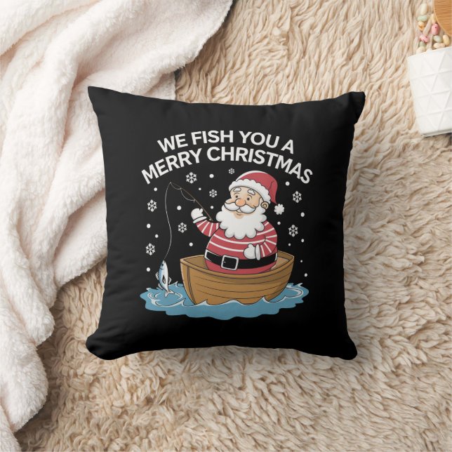 Coussin Nous vous pêchons un joyeux Noël Pêcheur Pêche  (Couverture)