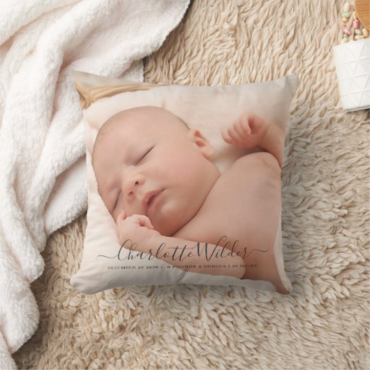 Coussin Nouveau bébé 2 Photo Script Nom de code de naissan (Couverture)