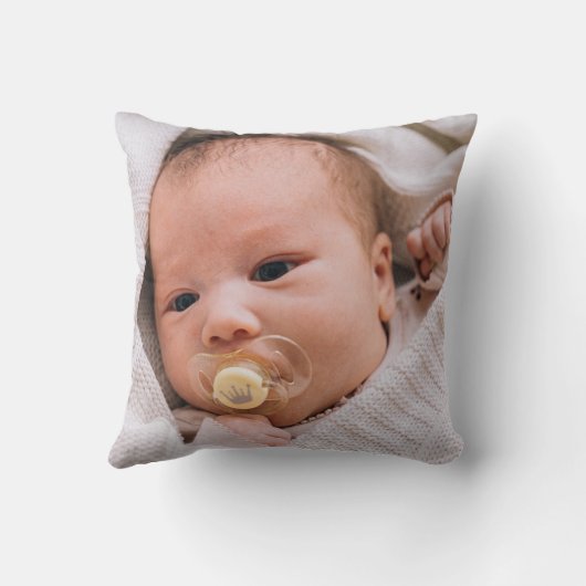 Coussin Nouveau bébé 2 Photo Script Nom de code de naissan (Verso)