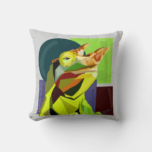 Coussin Nouveau Cham sur le bloc—Caméléon de Jackson