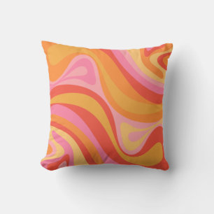 Coussin Nouveau Groove Retro Abstrait Motif rose et orange