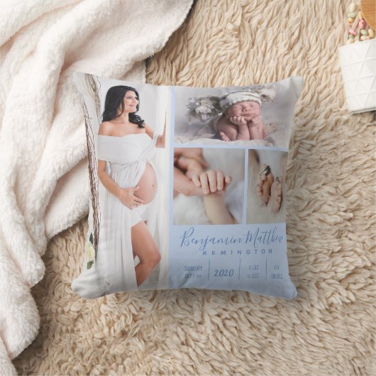 Coussin Nouveau-né Gardien photo bleu bébé garçon (Couverture)