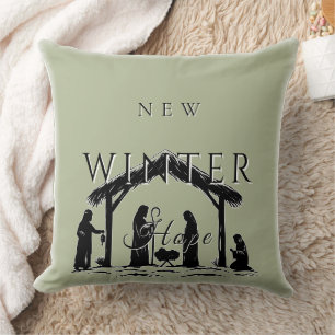 Coussin Nouvelle espérance hivernale avec la crèche I