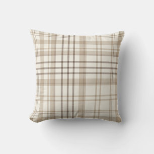 Coussin Nouvelle ferme beige et taupe carreaux