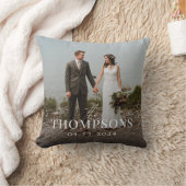 Coussin Nouvelle photo de mariage, nom et date (Couverture)