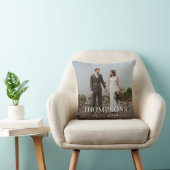 Coussin Nouvelle photo de mariage, nom et date (Chaise)