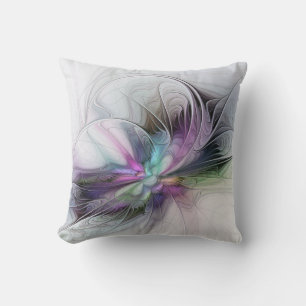 Coussin Nouvelle vie, art abstrait fractal de fantaisie co