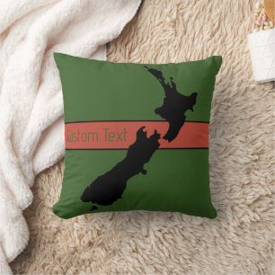 COUSSIN NOUVELLE-ZÉLANDE IMAGE DE PAYS NOIR SUR GREEN NZ K