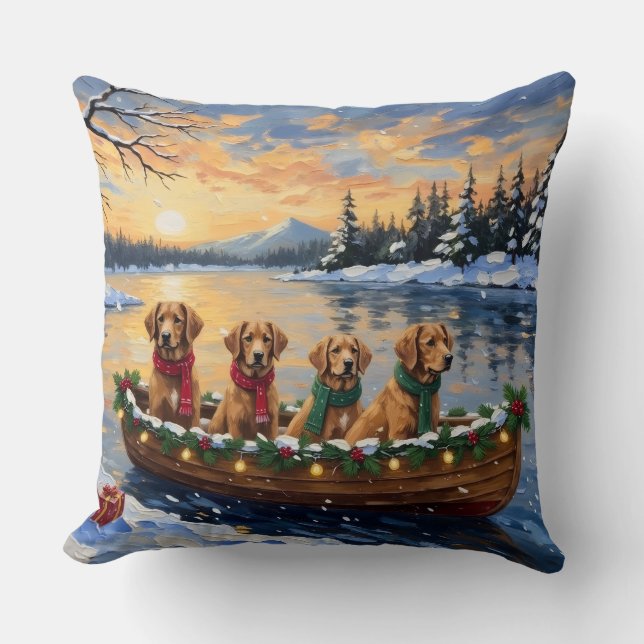 Coussin Nova Scotia Duck Tolling Retriever Christmas Boat  (Recto)