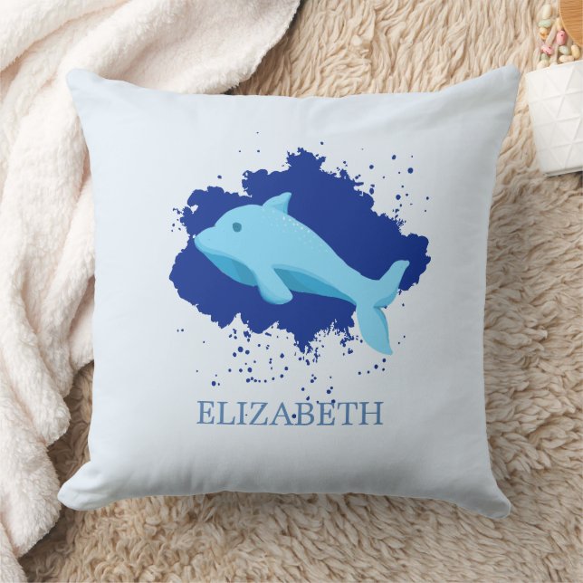 Coussin nuage bleu avec nom de baleine customisé (Couverture)