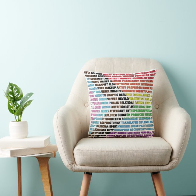 Coussin Nuage de mots des professions de la fierté LGBT bl (Chaise)