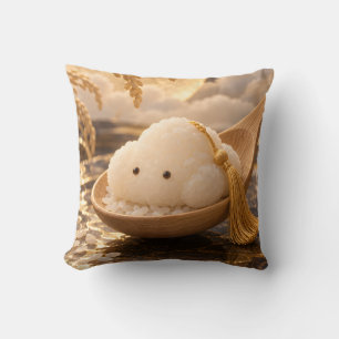 Coussin Nuage de riz doré Cuillère en bois Vie en lune