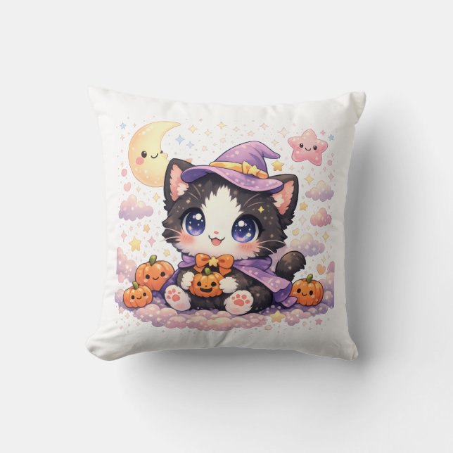 Coussin Nuage Kitty Sorcière Mignonne  (Recto)