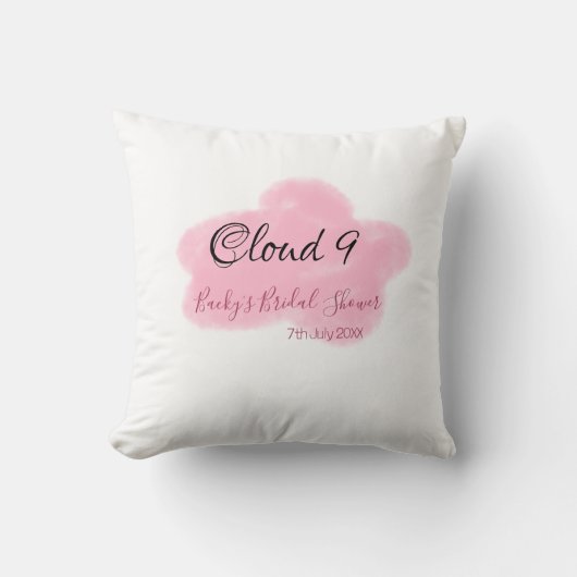 Coussin Nuage neuf rouge pastel Baby Shower nom date (Recto)
