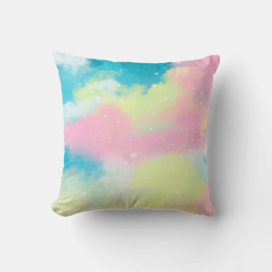 Coussin Nuages arc-en-ciel parties scintillant étoiles éti