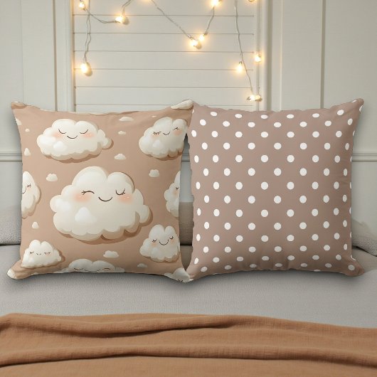 Coussin Nuages avec double face marron et beige