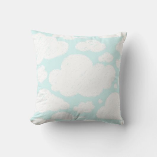 Coussin Nuages Bleus Aquarelle Bébé Pépinière (Recto)