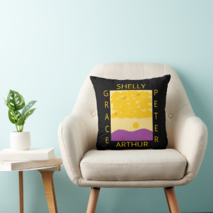 Coussin Nuages de coucher de soleil sur les collines pourp