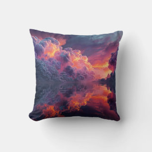 Coussin Nuages de coucher de soleil surréalistes réfléchis