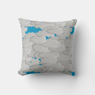 Coussin Nuages japonais, Jour d'été, Bleu blanc et bleu ci