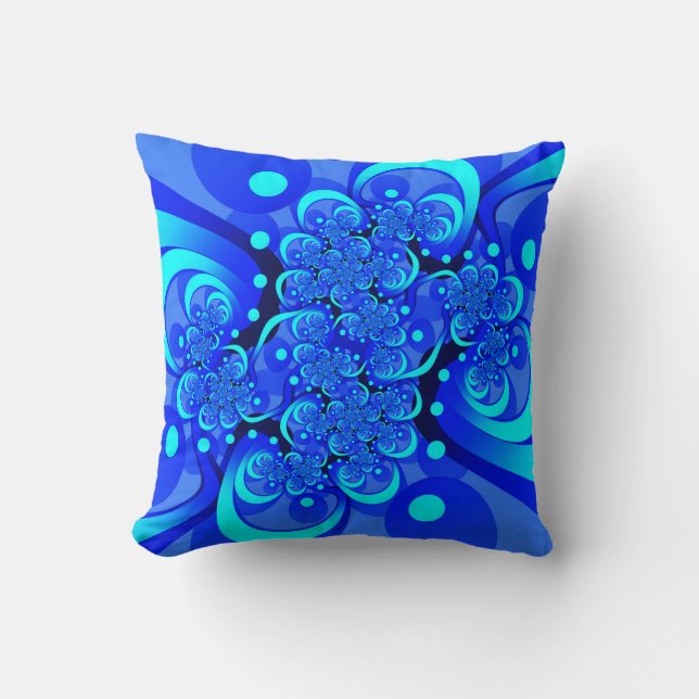 Coussin Nuances de bleu Art fractal abstrait moderne (Recto)