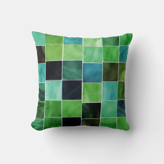 Coussin Nuances de carreau moderne décoratif vert (Recto)